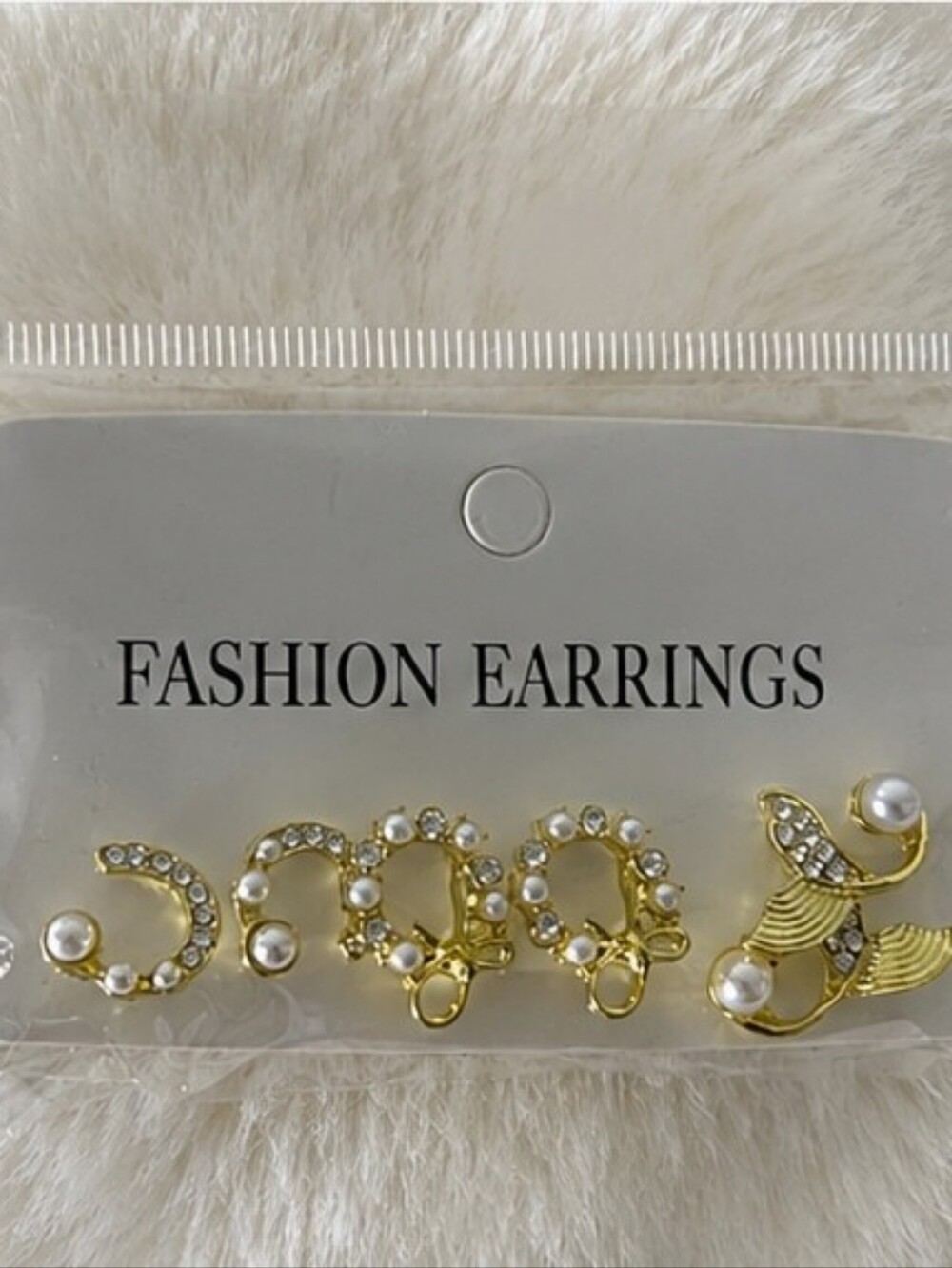 Gold Pearl & Crystal Hoop Earring Set - Fashion Earrings